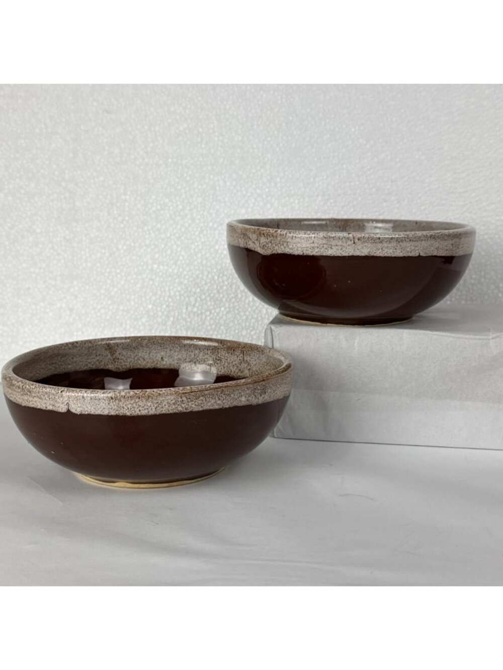 Watt Pottery Oven Ware Brown Glaze Bowls Set of 2 #52 vtg 50s/60s USA soup aa
